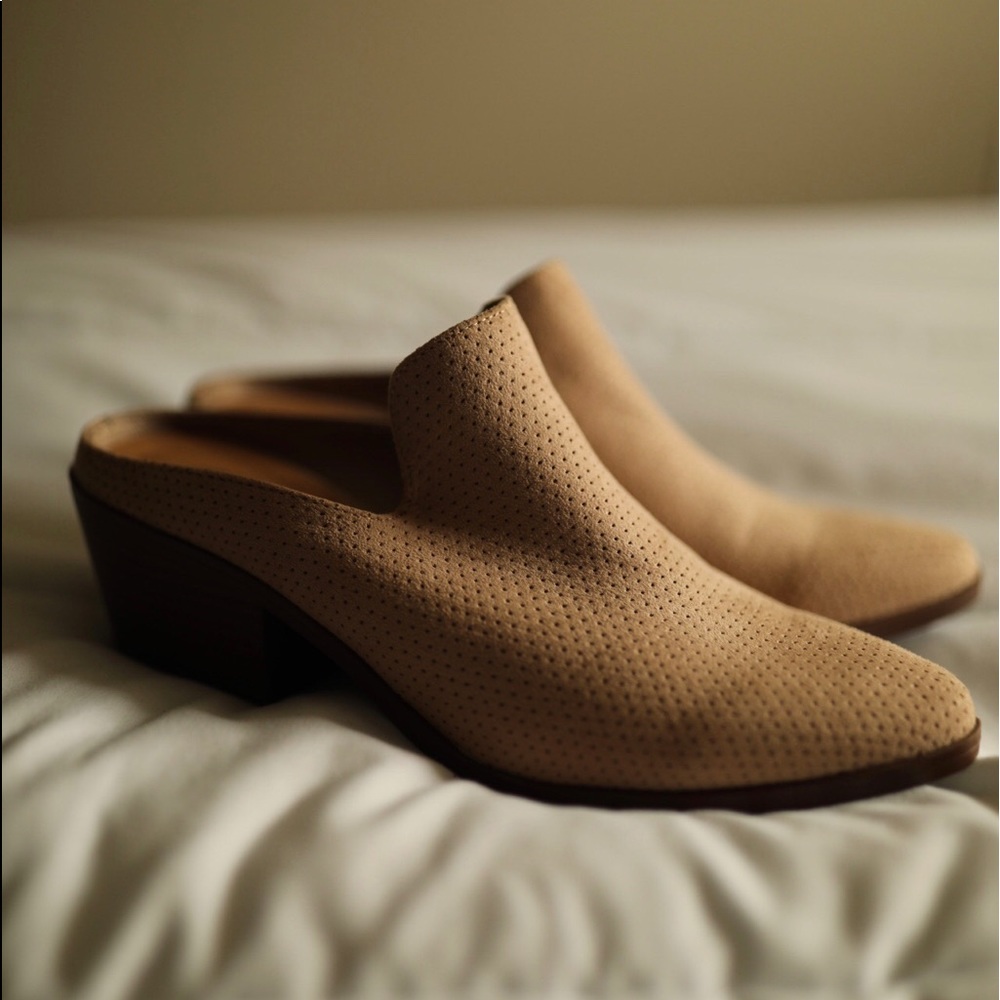 Slip on heeled mules